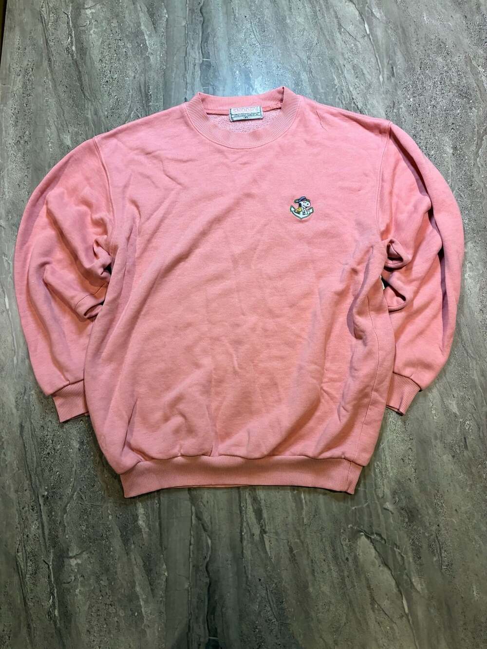 Vintage 90s Snoopy Flying Ace Embroidered Crewneck Sweatshirt Peach